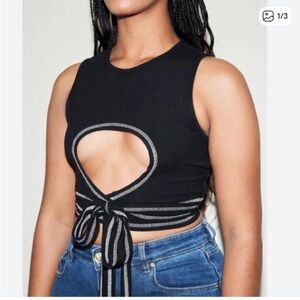 Fashion Brand Company Peek a Boob Black Hole Tank Top ribbed tencel 1X
